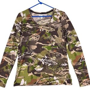 Under Armour HeatGear Shirt Womens Medium Camo Threadborne Long Sleeve Hunting